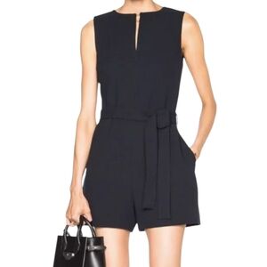 VICTORIA BECKHAM Target Black Waist Tie Sleeveless Romper Women Small Minimalist